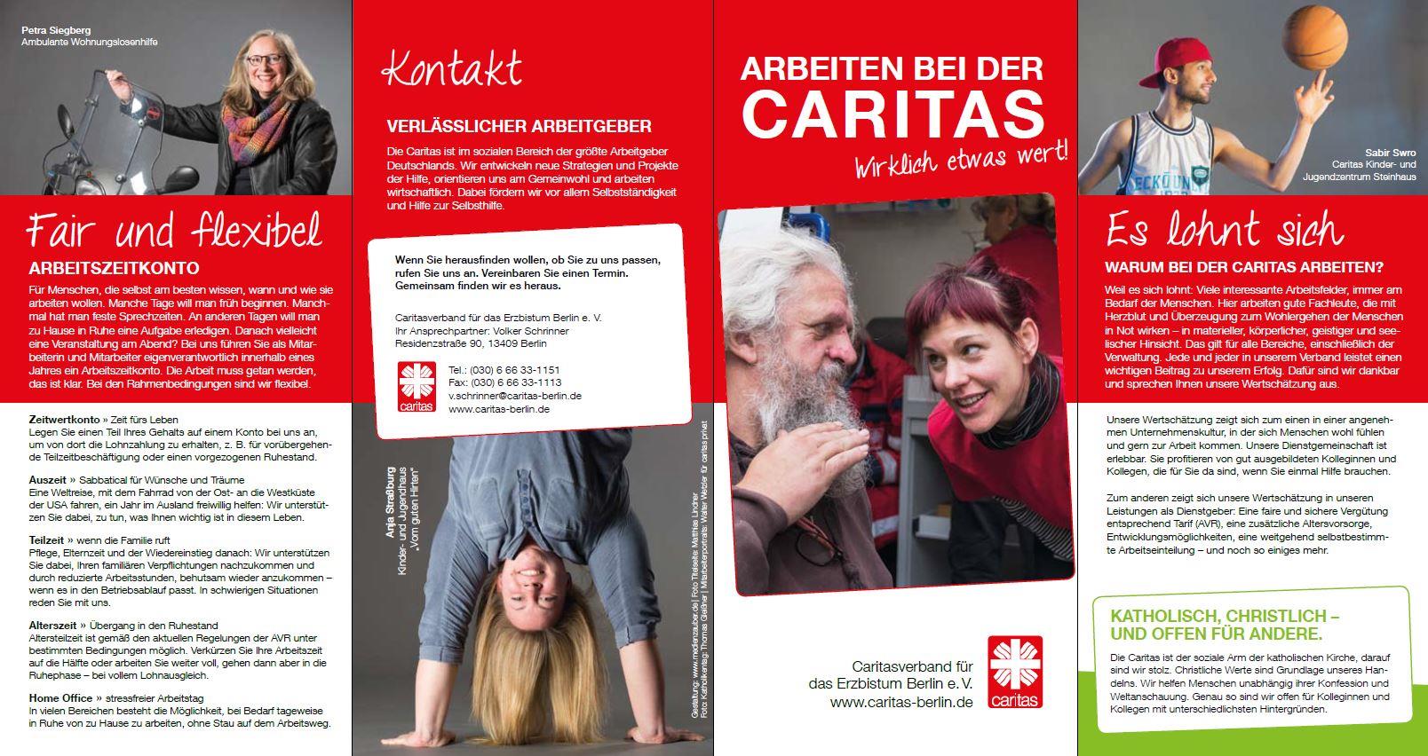 Flyer Arbeiten bei der Caritas