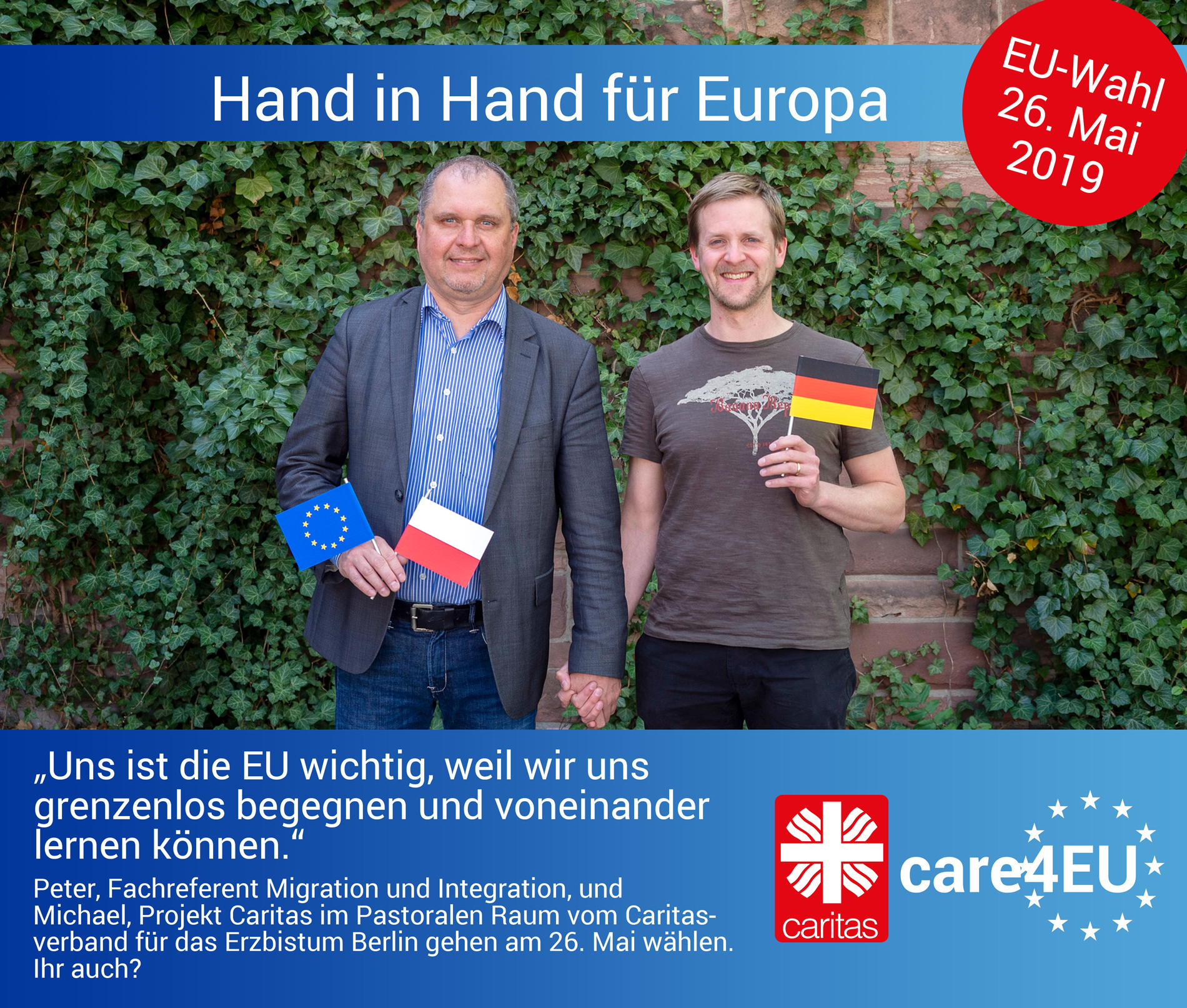 Peter und Michael mit ihren Landesflaggen