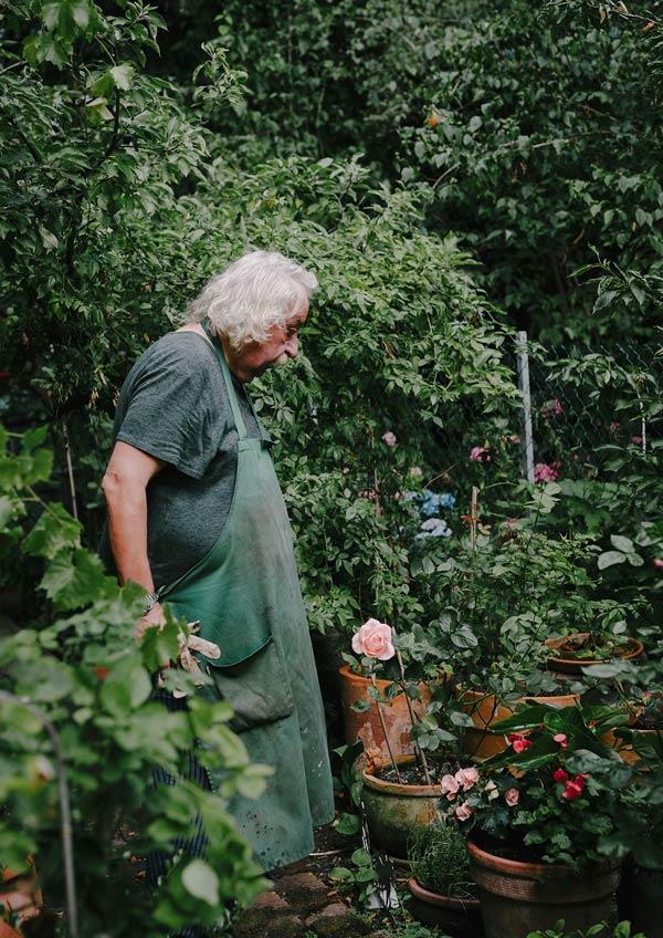 Ältere Mann im Grünen