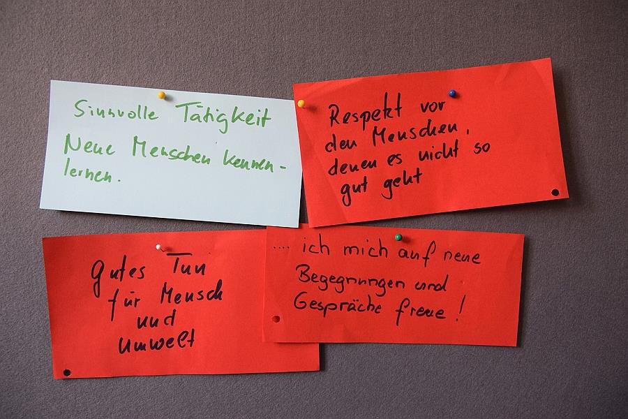 Arbeitsergebnisse an einer Pinwand